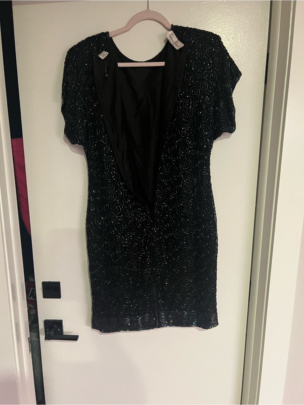 Laurence Kazar Black Sequin Mini Dress